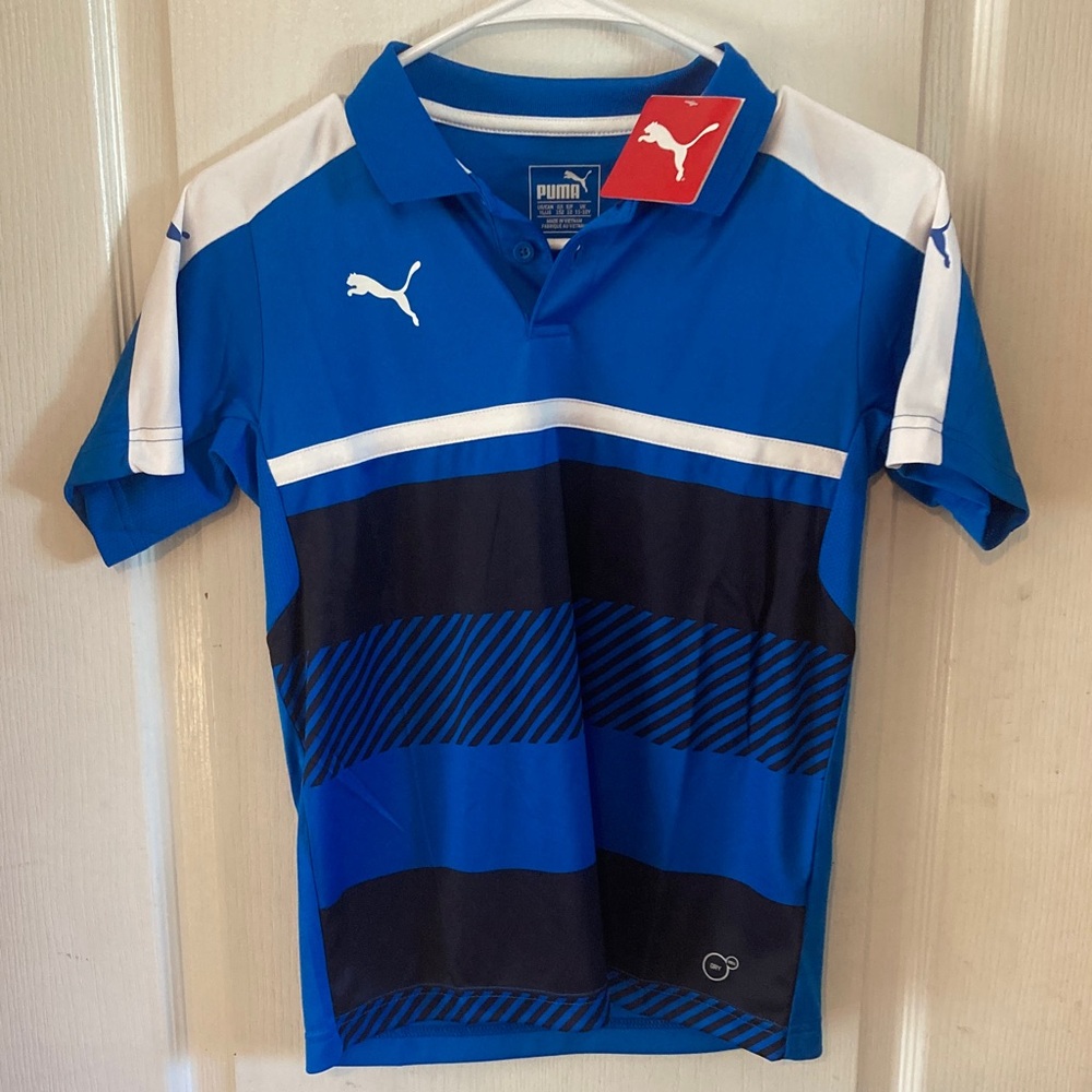 Puma Kids Blue and Black Polo Shirt